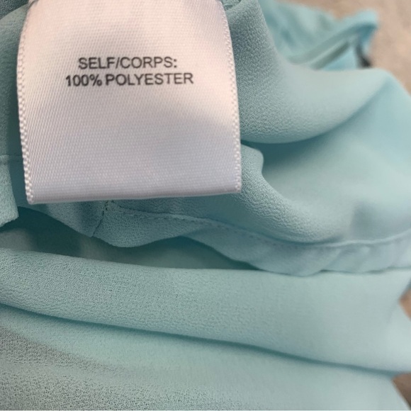 ROSE & Olive light pastel blue cutout sheer chiffon long sleeve blouse Sz M - Picture 9 of 13